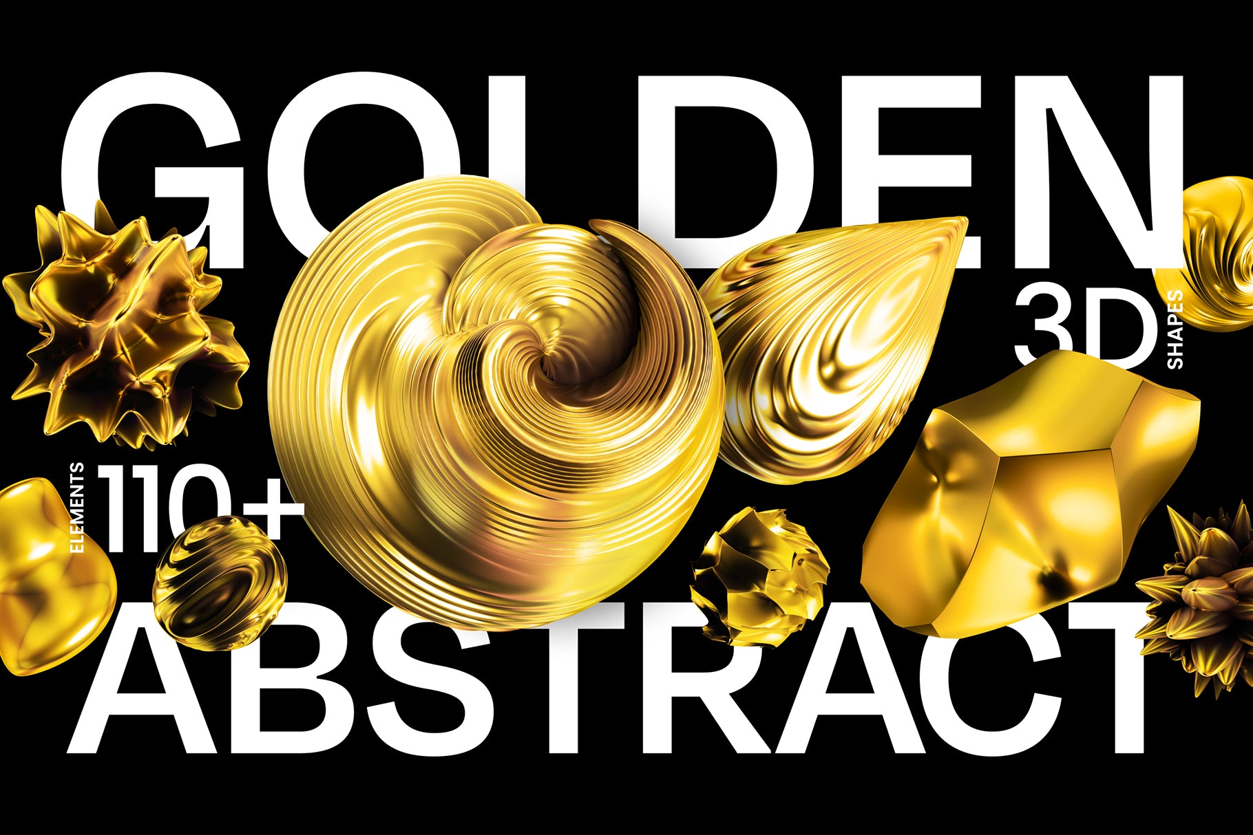 Abstract Gold 3D Shapes