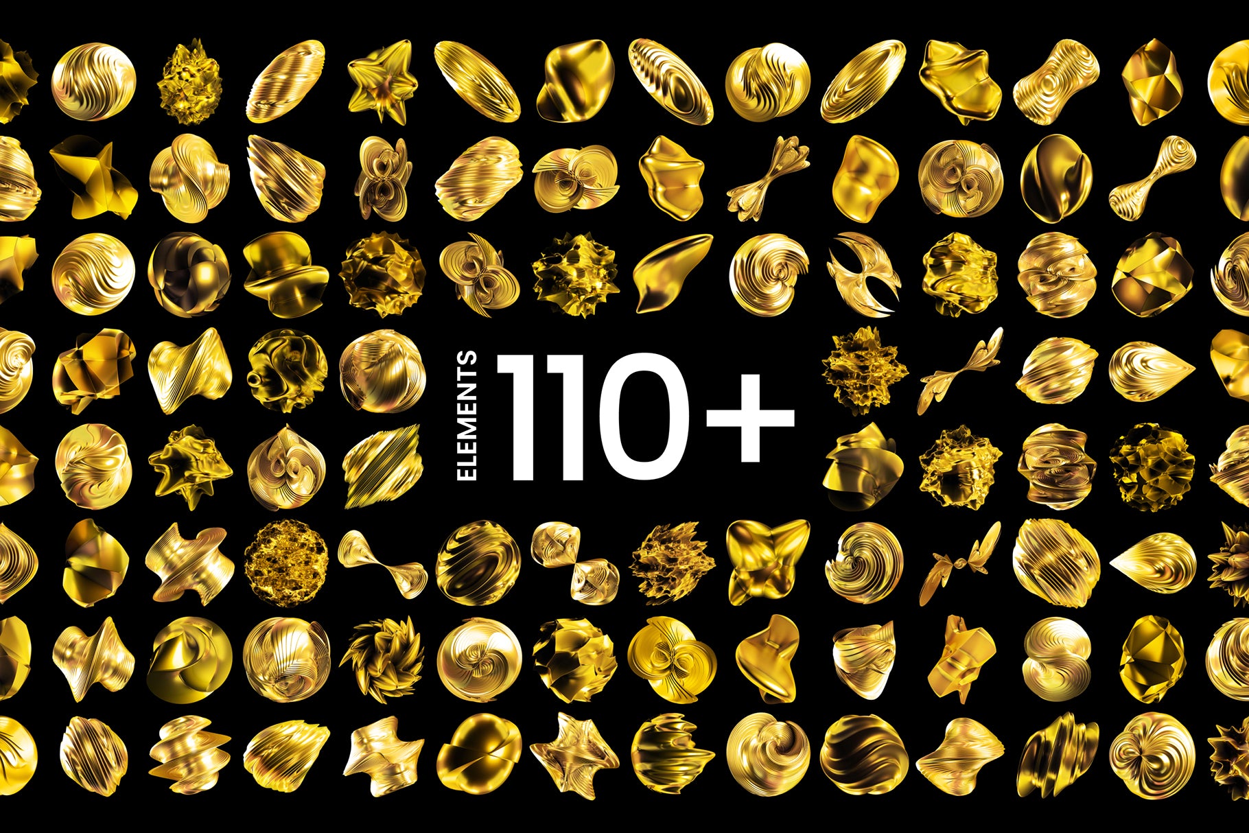 Abstract Gold 3D Shapes