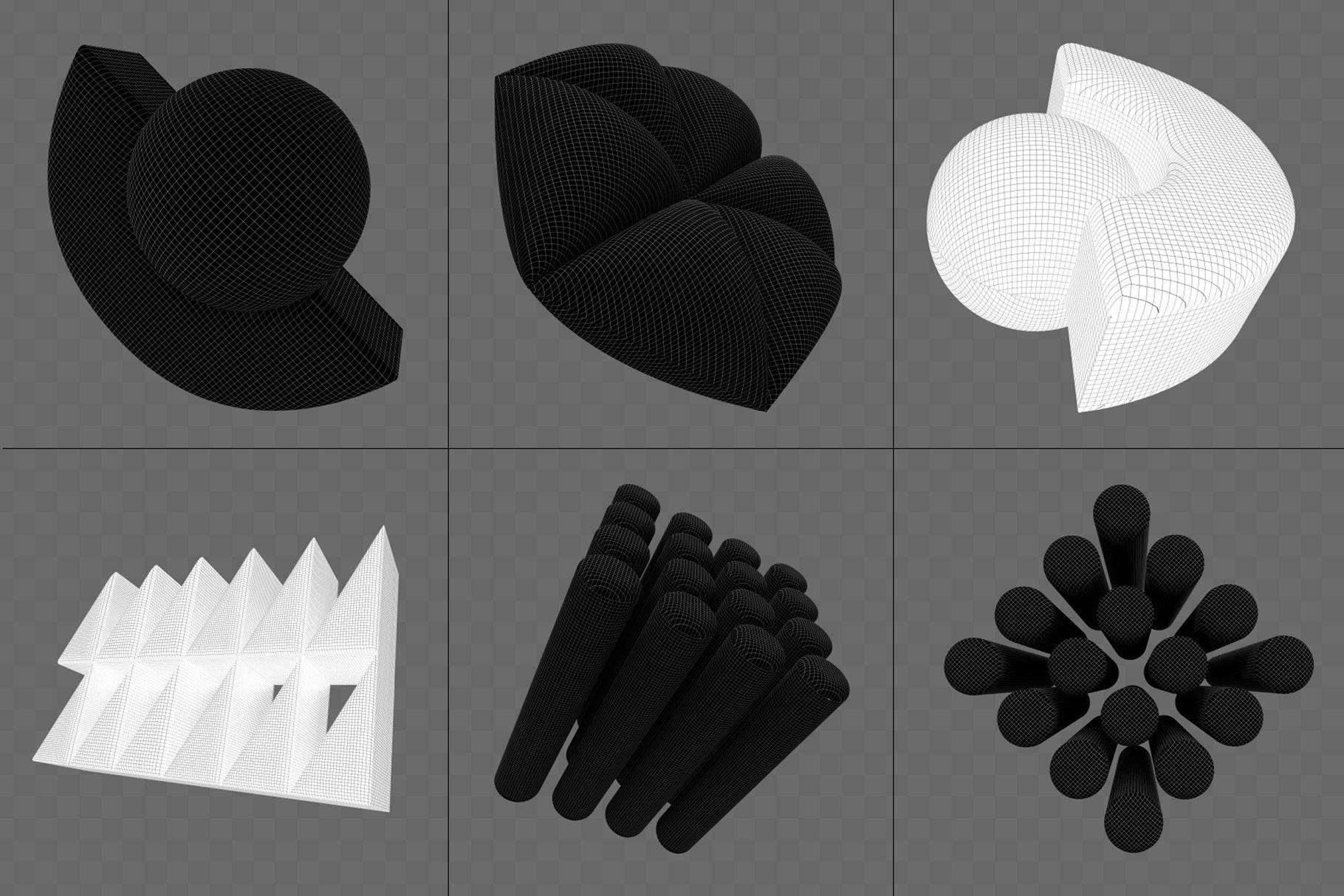 390+ Lines & Dots 3D Shapes