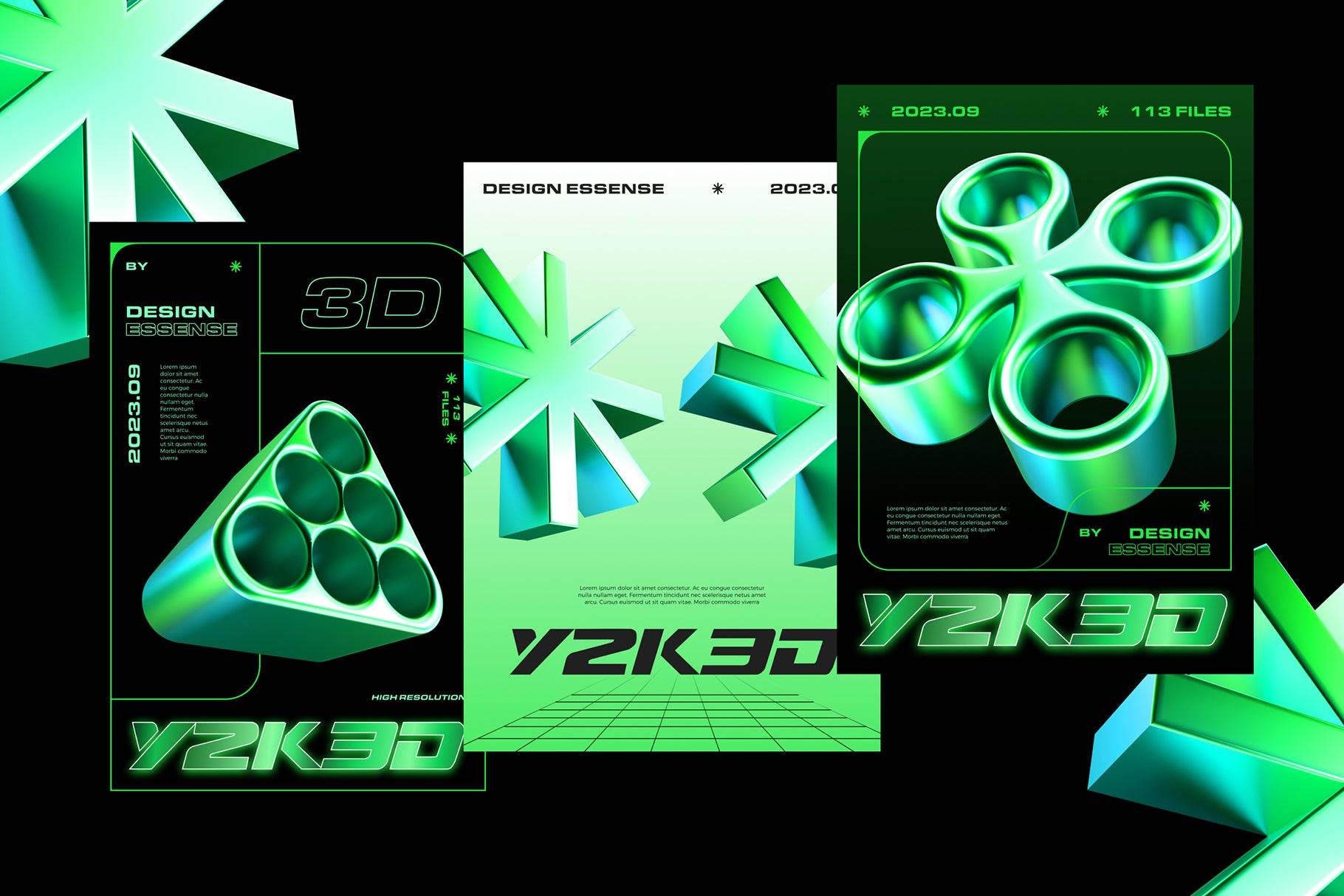 Y2K 3D Shapes Collection