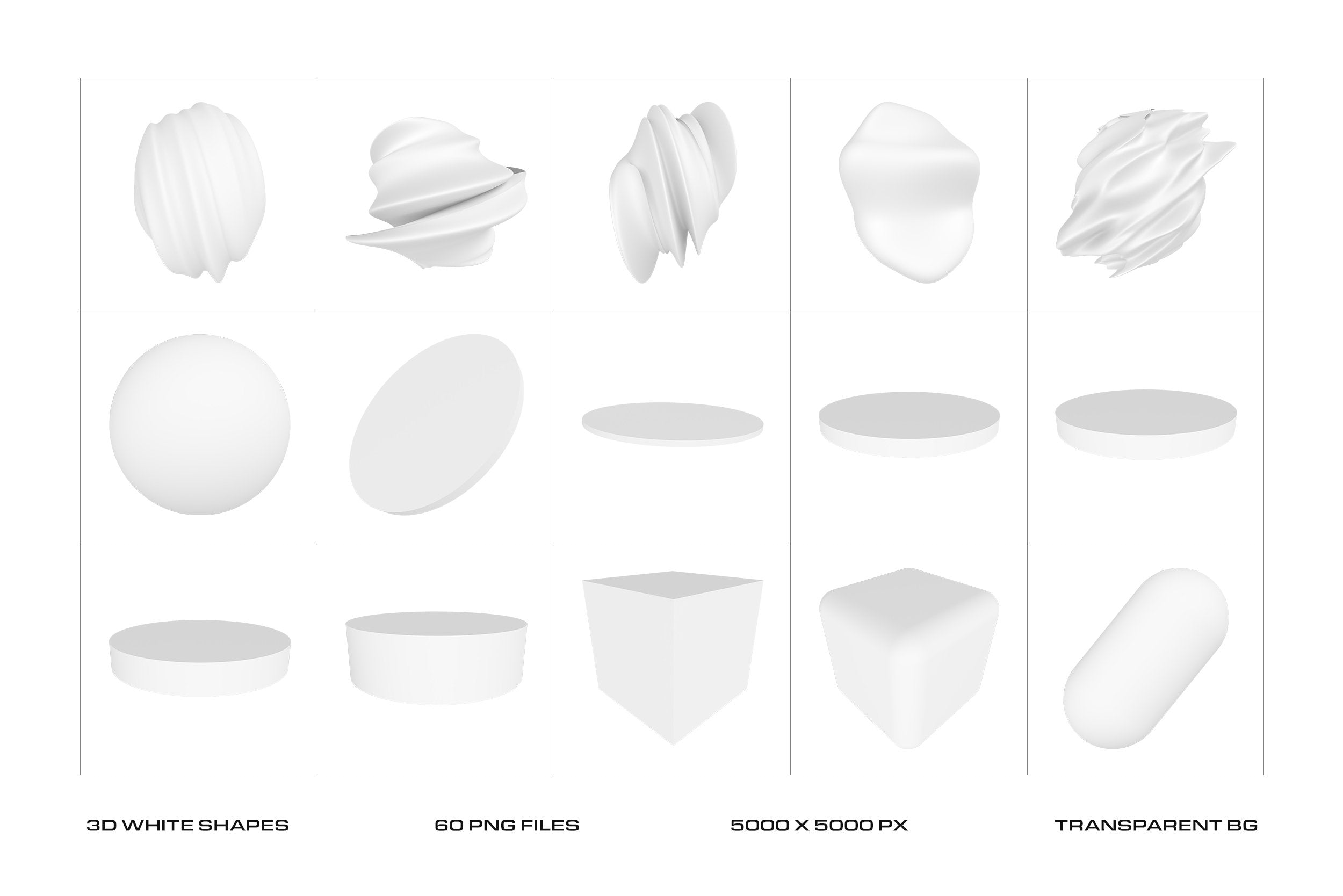 Modern 3D White Shapes Collection