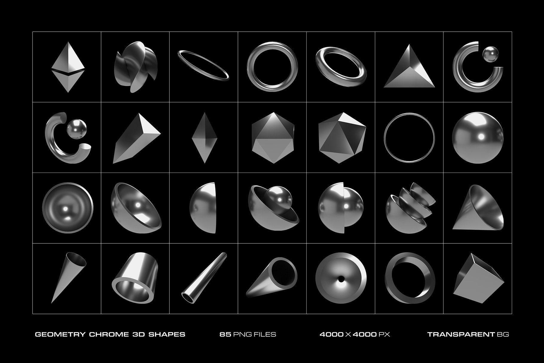 Geometry Chrome 3D Shapes