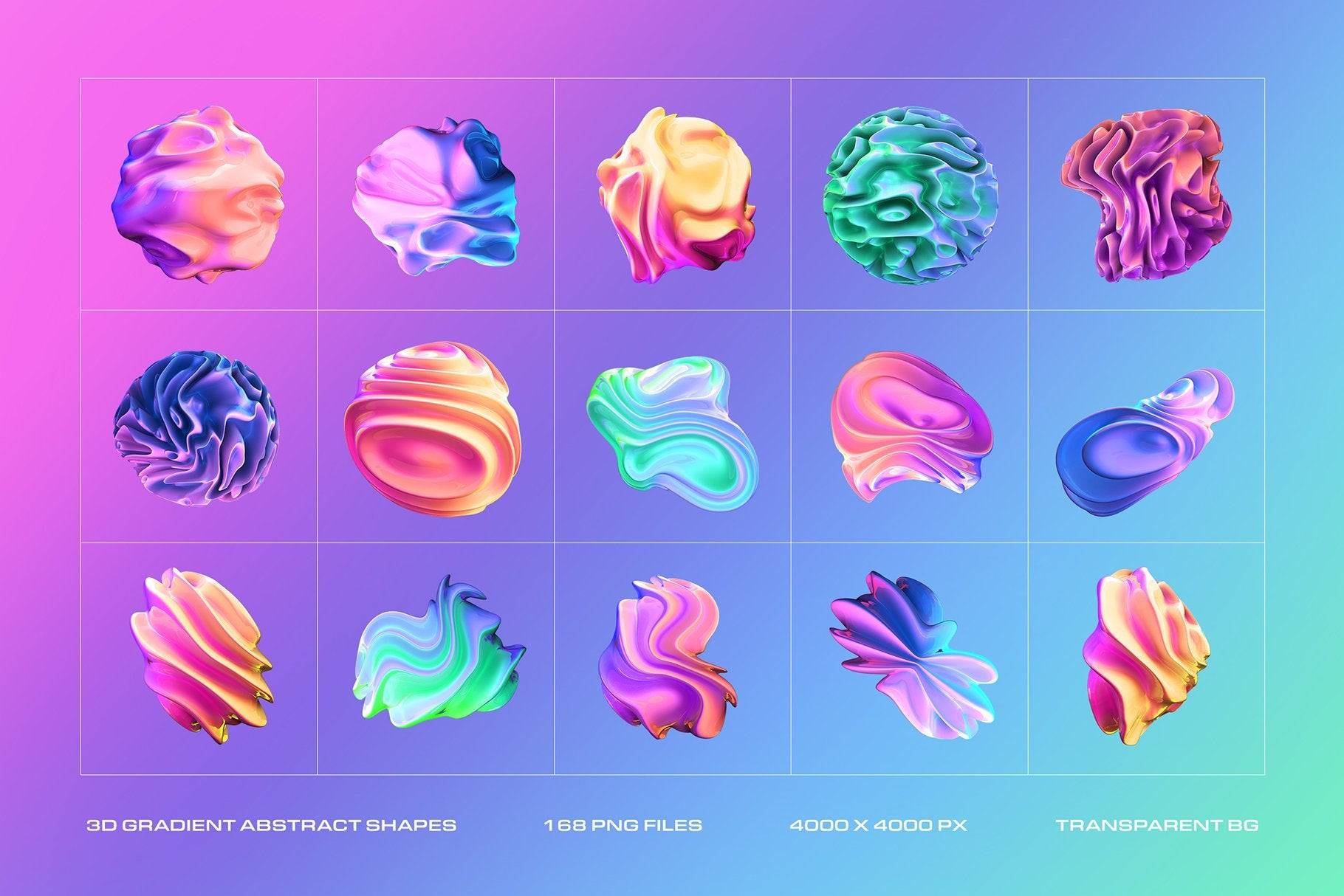 3D Gradient Abstract Shapes