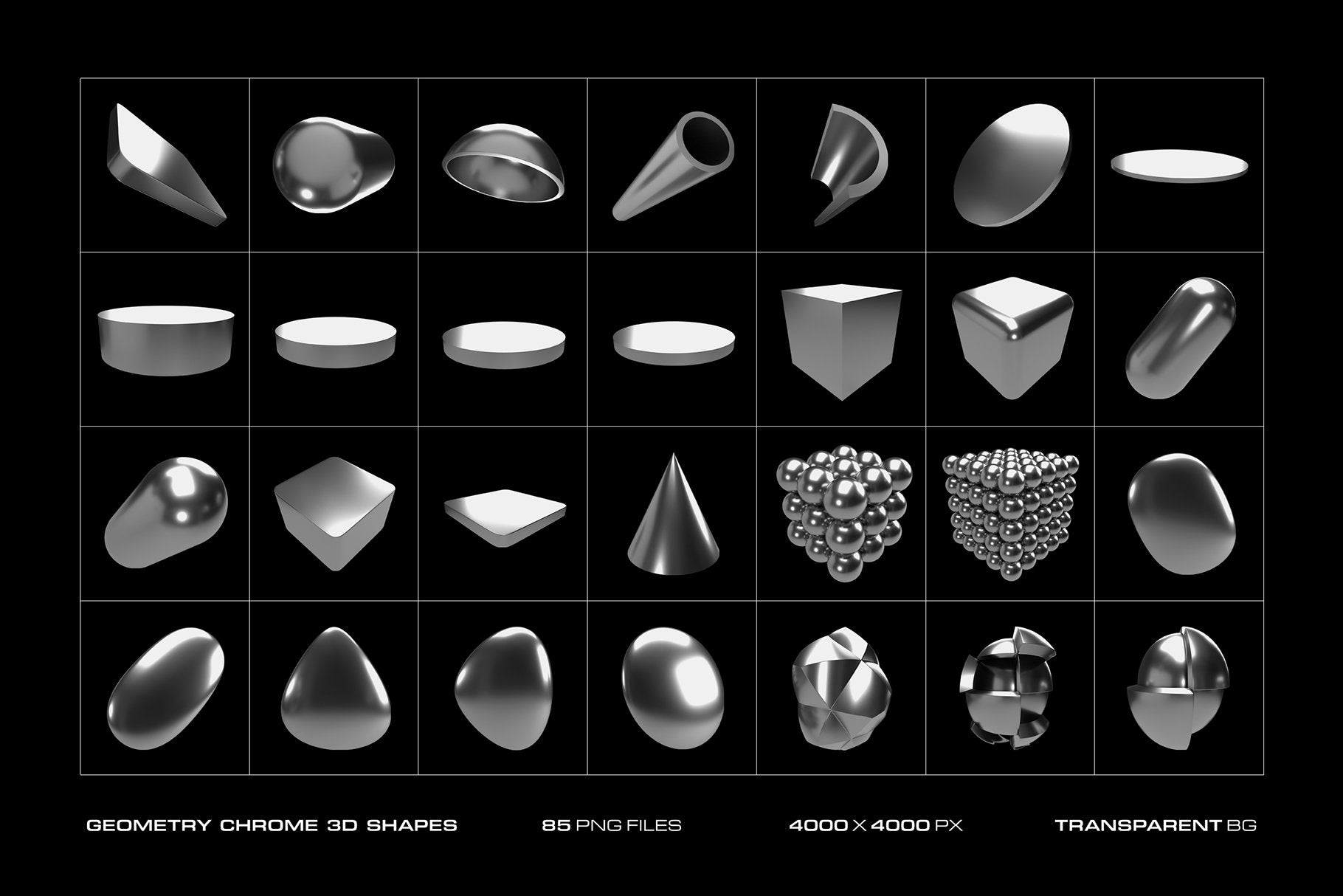 Geometry Chrome 3D Shapes