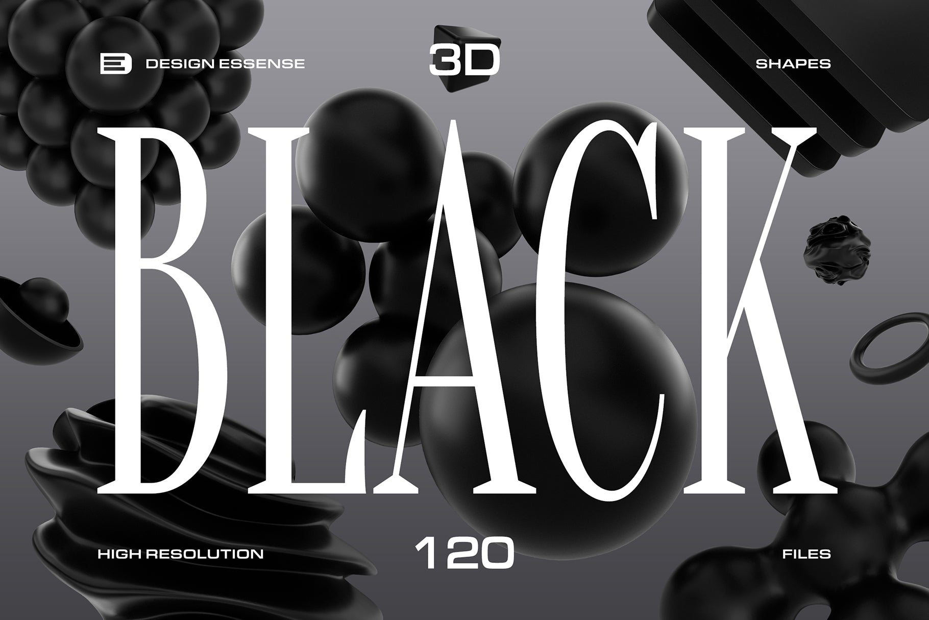 3D Black Shapes Collection