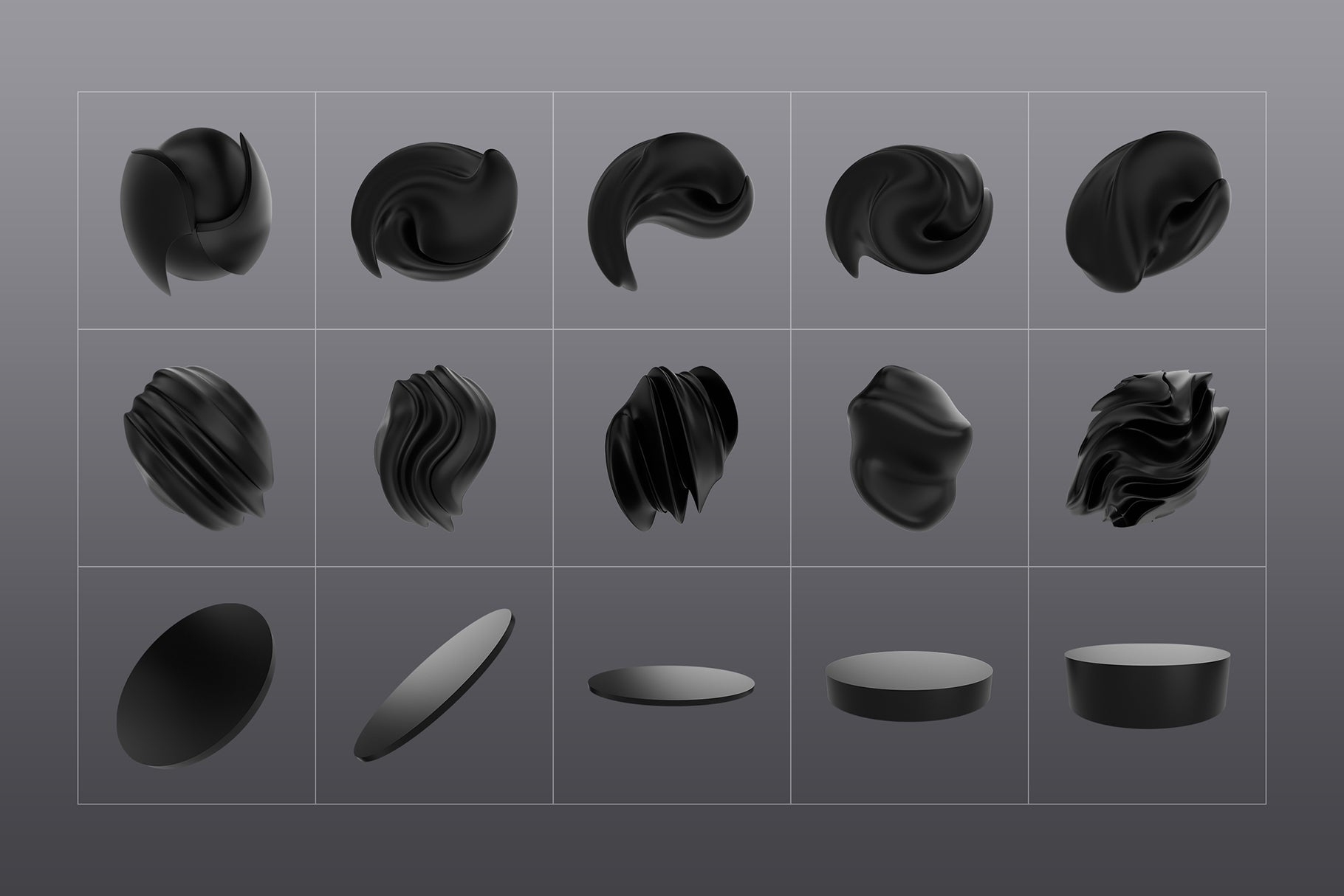 3D Black Shapes Collection