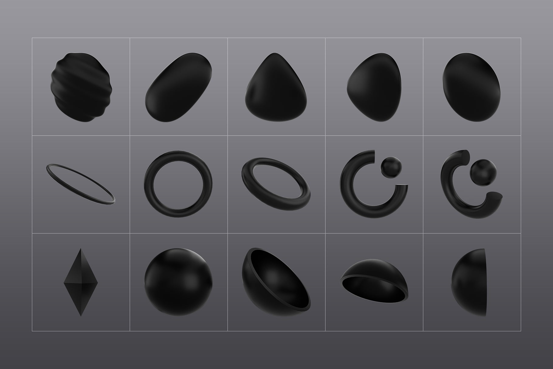 3D Black Shapes Collection