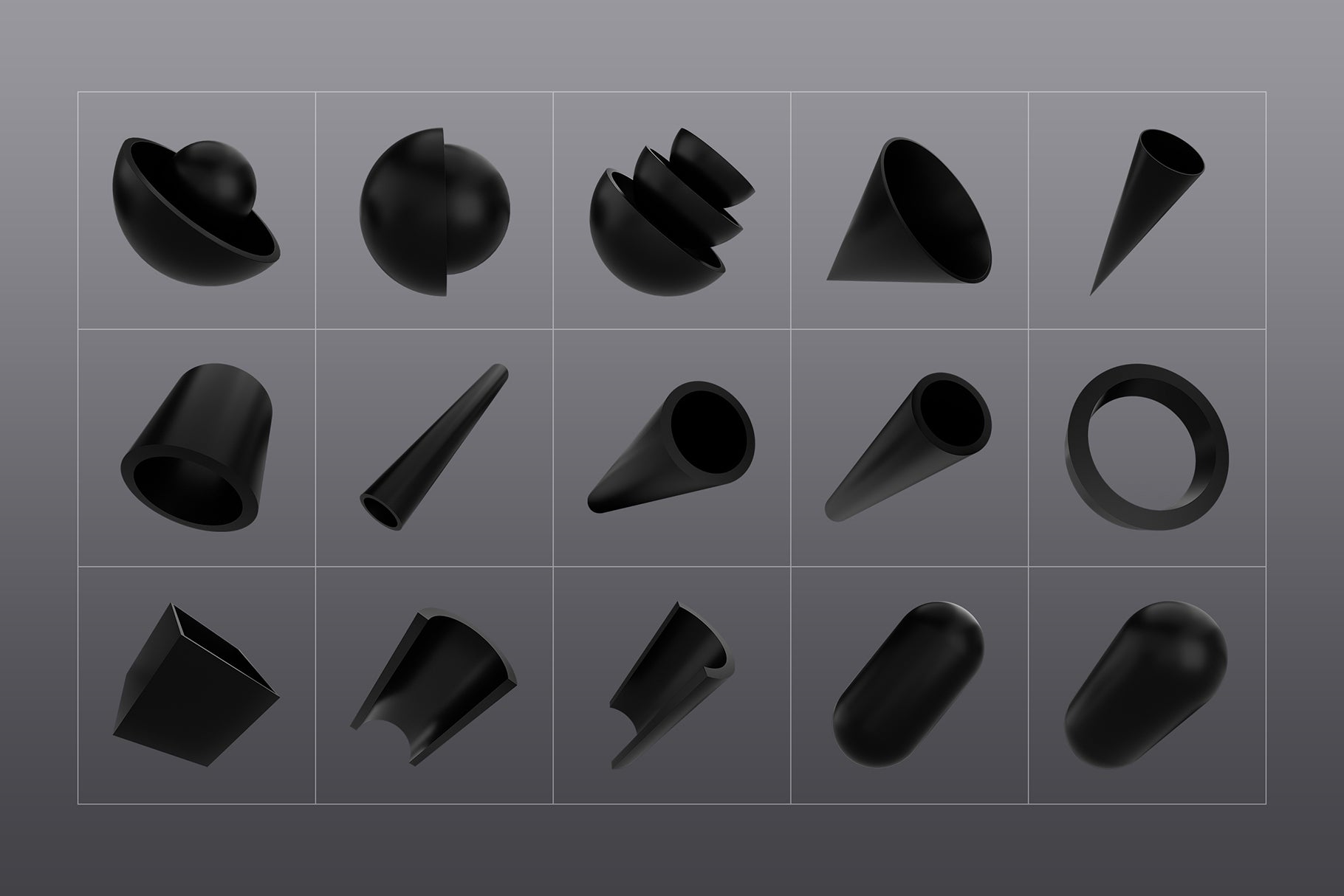 3D Black Shapes Collection