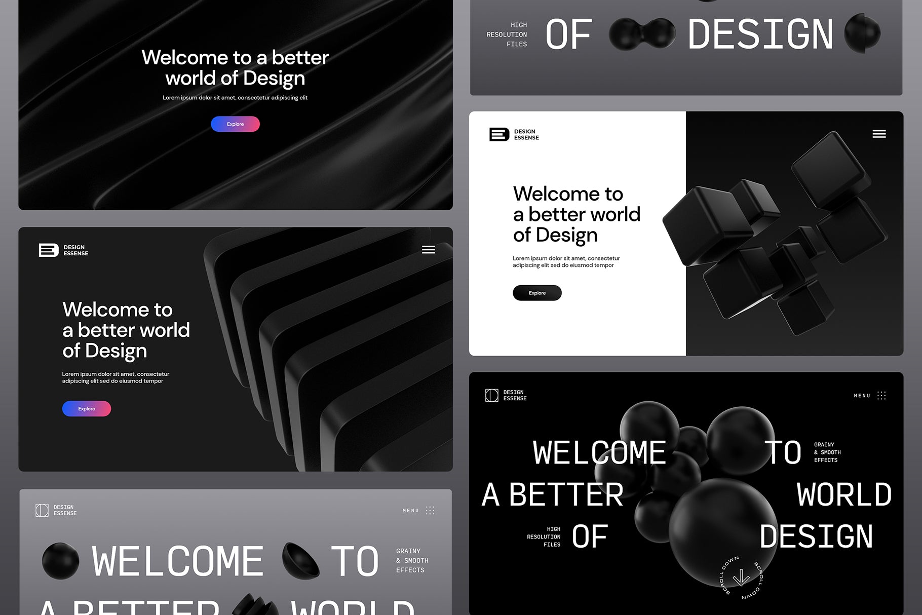 3D Black Shapes Collection