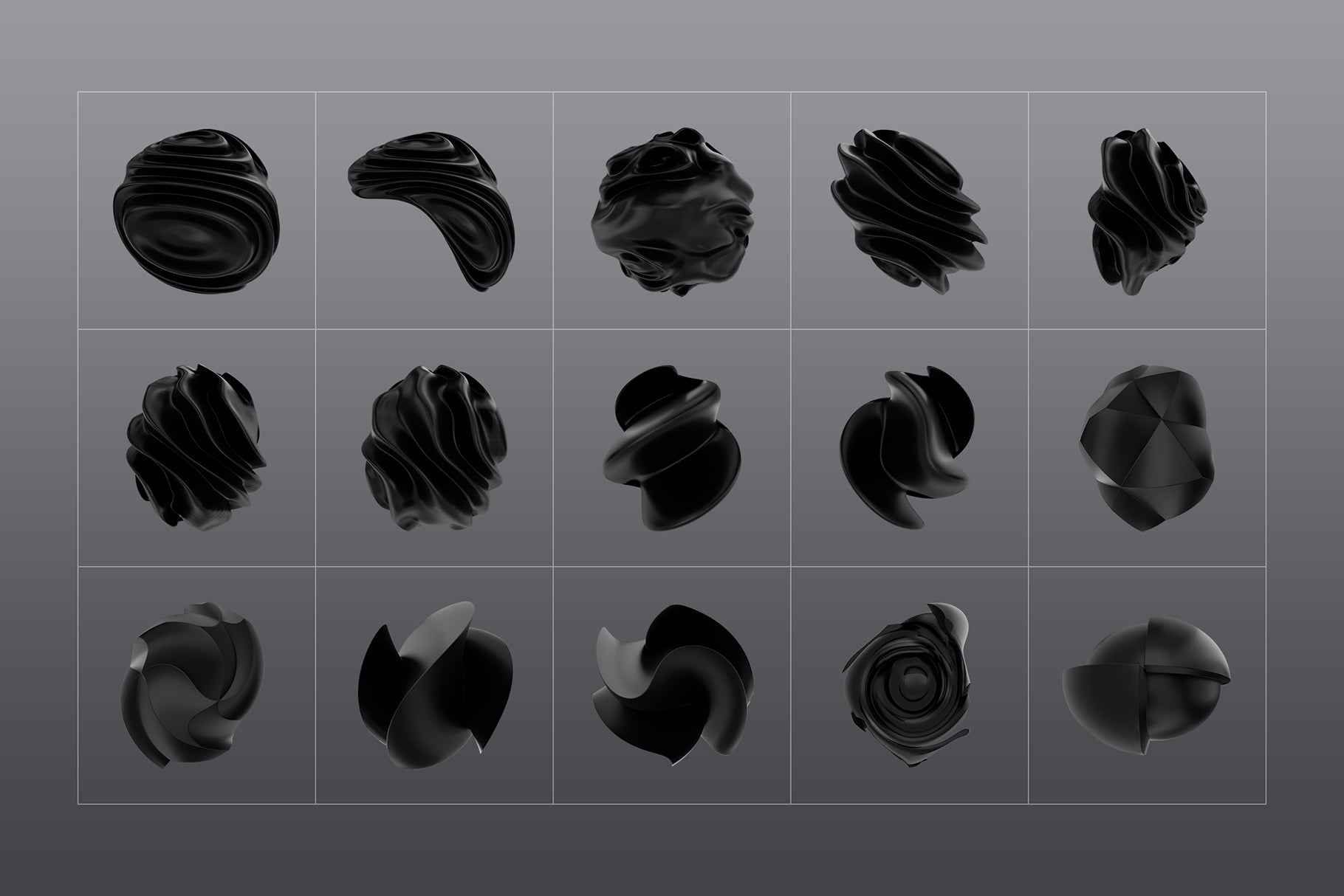 3D Black Shapes Collection