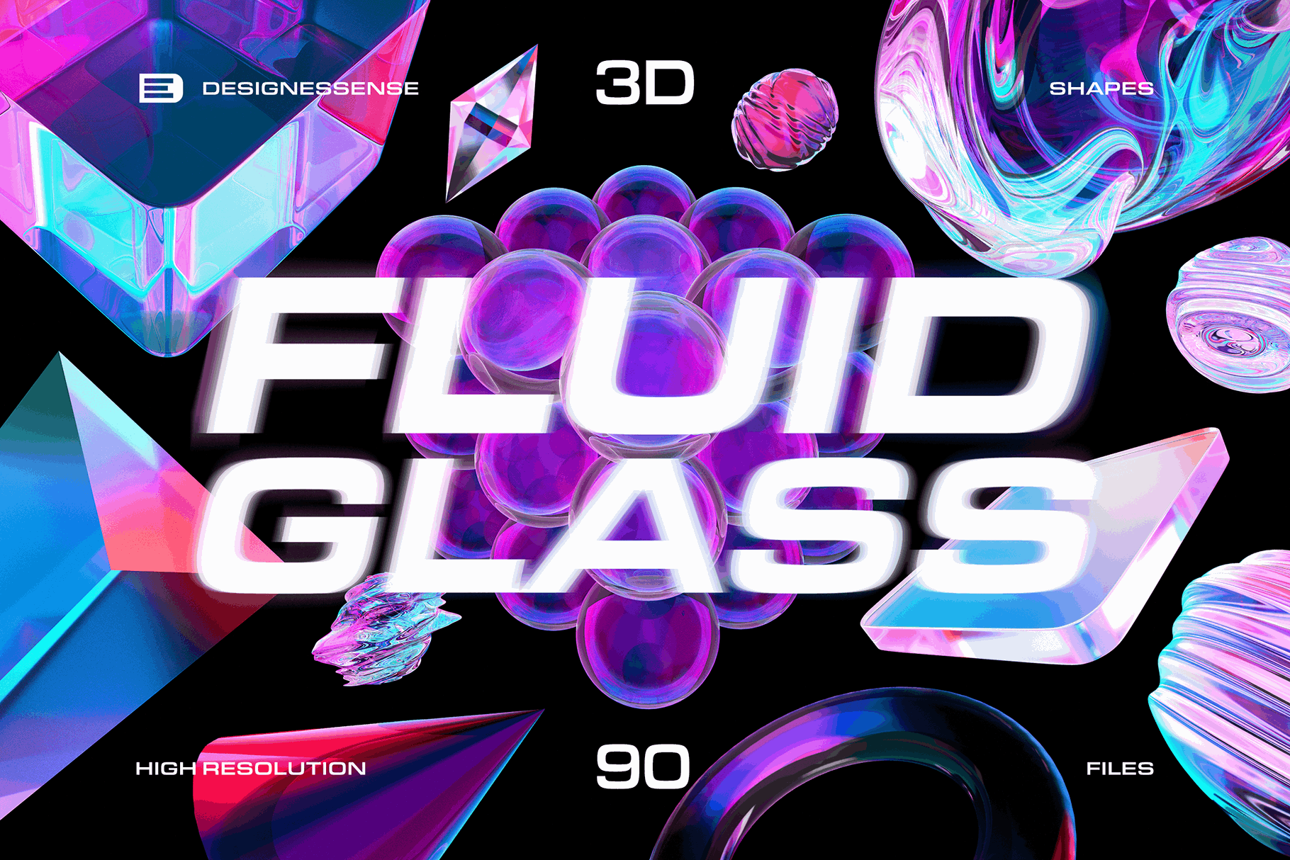 Fluid Glass 3D Shapes