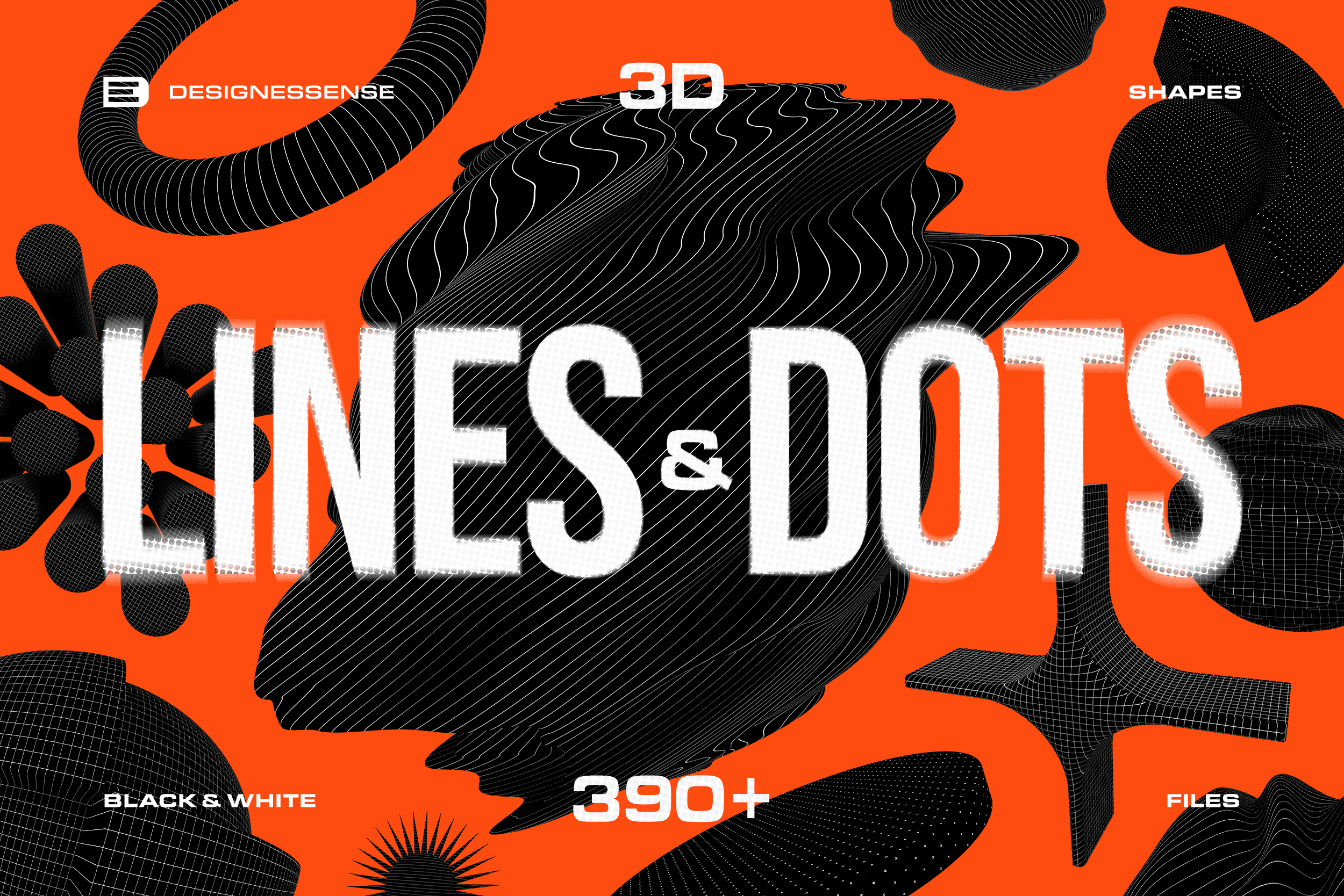 390+ Lines & Dots 3D Shapes