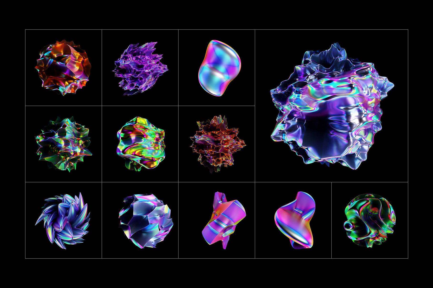 Holographic 3D Abstract Shapes