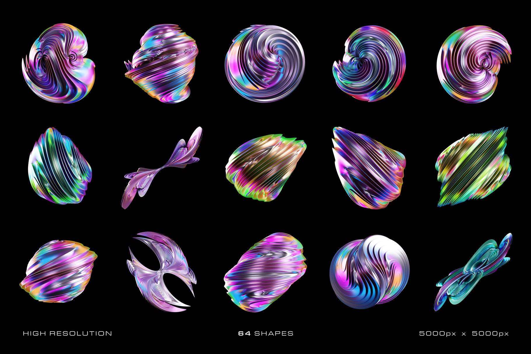 3D Iridescent HD Shapes