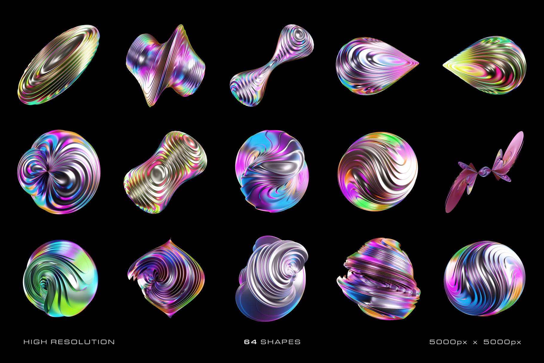 3D Iridescent HD Shapes