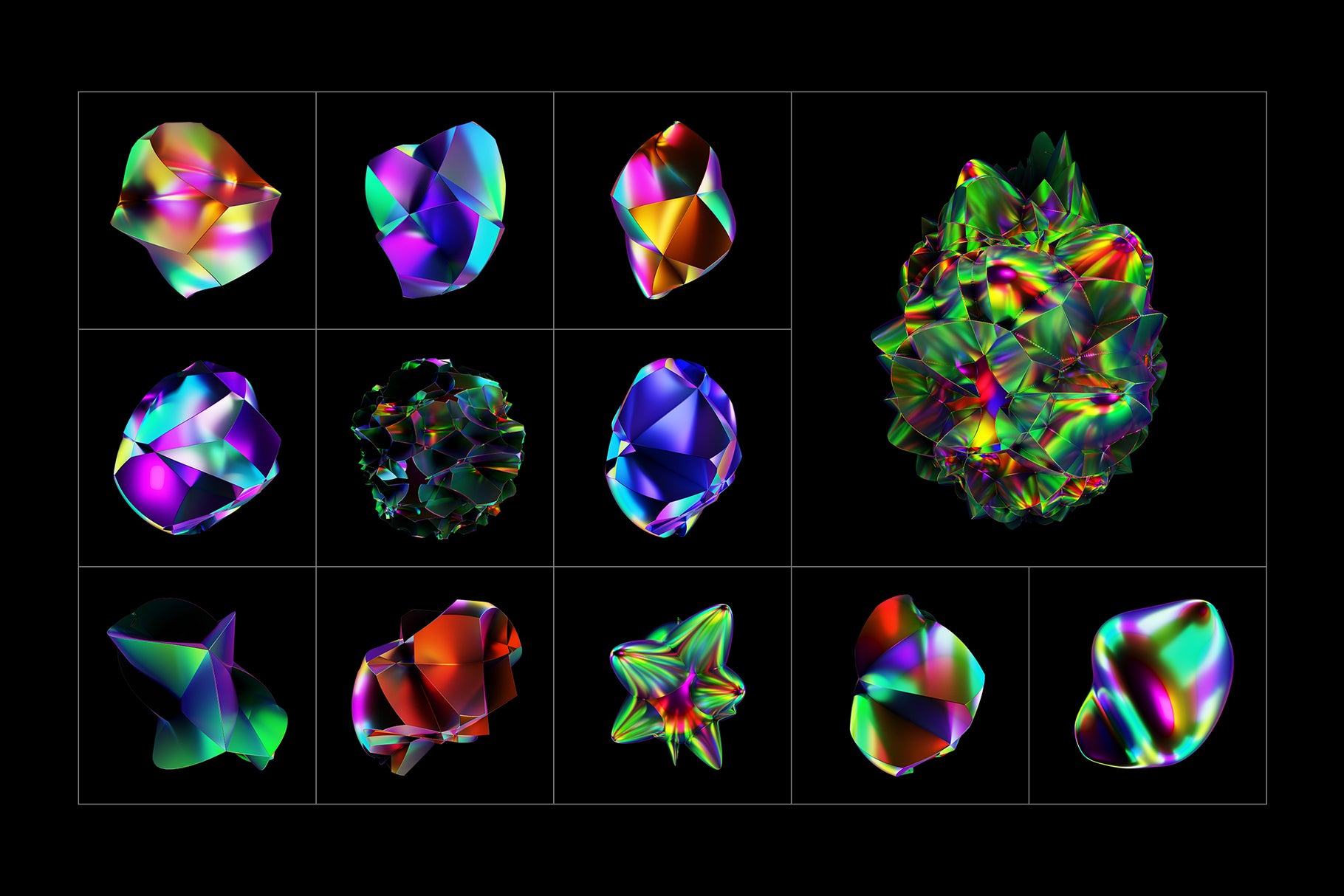 Holographic 3D Abstract Shapes