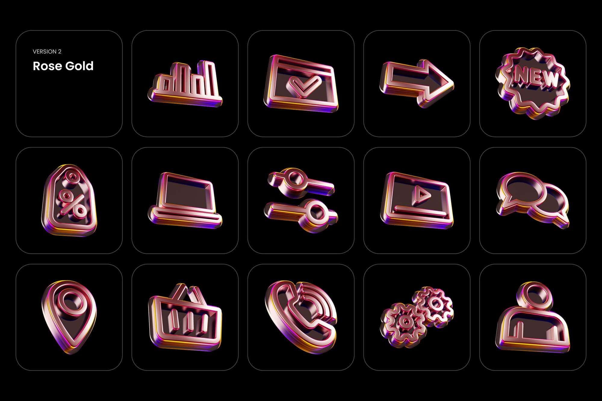 3D Glossy Icons